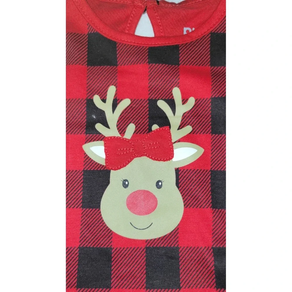 Planet‎ Cotton Girls Reindeer Top & Pants 2 Pc Apparel Set NB Red/Black